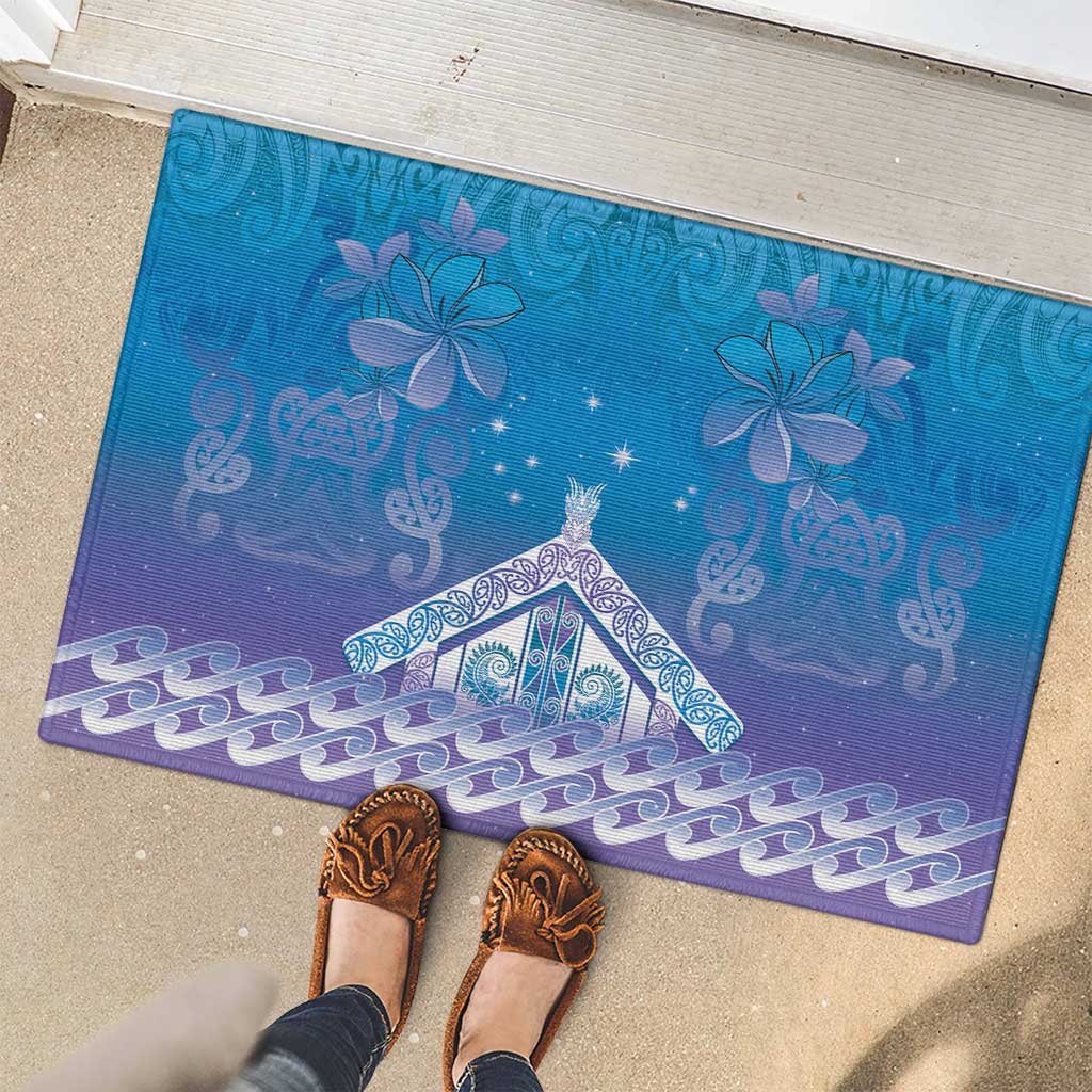 New Zealand Matariki Rubber Doormat Maori Marae Cyan Galaxy LT05 - Polynesian Pride
