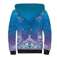 New Zealand Matariki Sherpa Hoodie Maori Marae Cyan Galaxy LT05 - Polynesian Pride