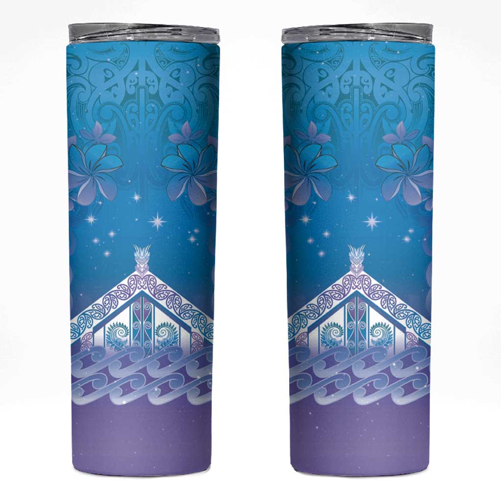 New Zealand Matariki Skinny Tumbler Maori Marae Cyan Galaxy LT05 Cyan - Polynesian Pride