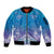 New Zealand Matariki Sleeve Zip Bomber Jacket Maori Marae Cyan Galaxy