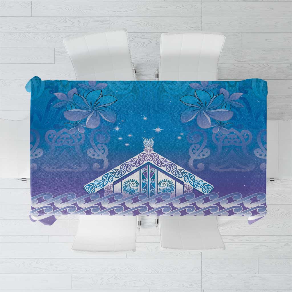 New Zealand Matariki Tablecloth Maori Marae Cyan Galaxy