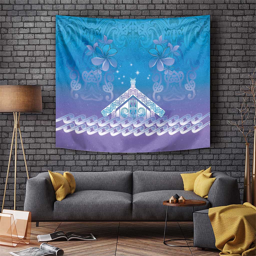 New Zealand Matariki Tapestry Maori Marae Cyan Galaxy LT05 Cyan - Polynesian Pride