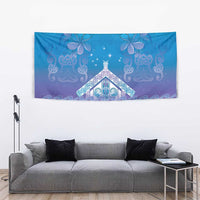 New Zealand Matariki Tapestry Maori Marae Cyan Galaxy LT05 - Polynesian Pride