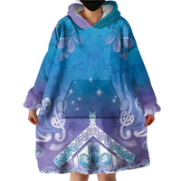 New Zealand Matariki Wearable Blanket Hoodie Maori Marae Cyan Galaxy LT05 - Polynesian Pride