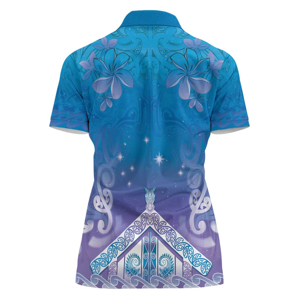 New Zealand Matariki Women Polo Shirt Maori Marae Cyan Galaxy LT05 - Polynesian Pride