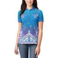 New Zealand Matariki Women Polo Shirt Maori Marae Cyan Galaxy LT05 - Polynesian Pride