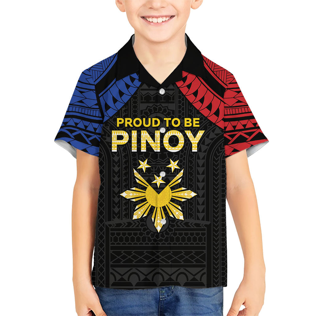 Philippines Independence Day Family Matching Off Shoulder Short Dress and Hawaiian Shirt Proud To Be Pinoy LT05 Son's Shirt Black - Polynesian Pride