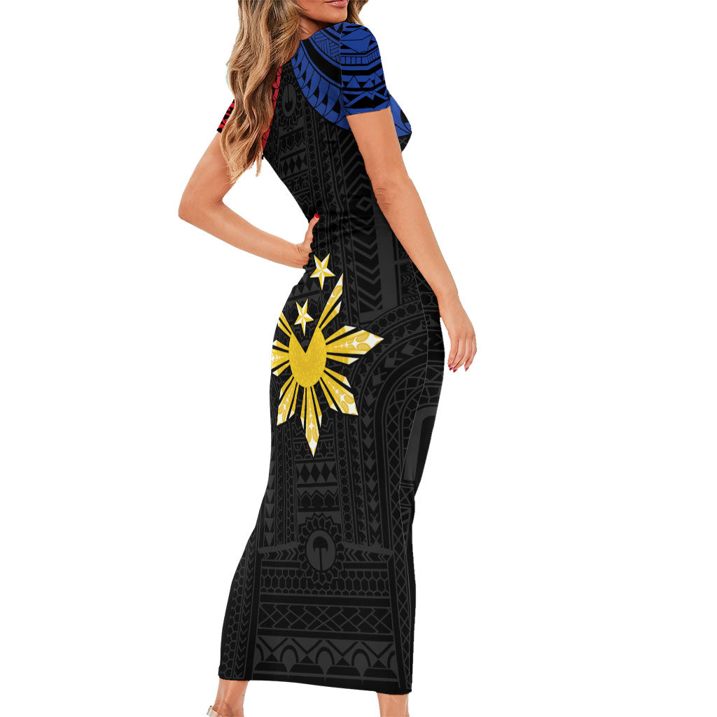 Philippines Independence Day Short Sleeve Bodycon Dress Proud To Be Pinoy LT05 - Polynesian Pride