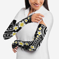 Plumeria With Black Polynesian Tattoo Pattern Arm Sleeves - Polynesian Pride