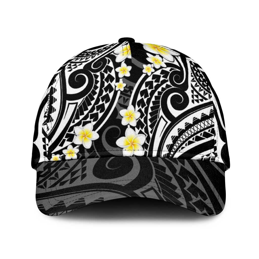 Plumeria With Black Polynesian Tattoo Pattern Classic Cap - Polynesian Pride