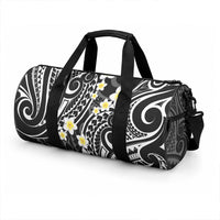 Plumeria With Black Polynesian Tattoo Pattern Duffle Bag