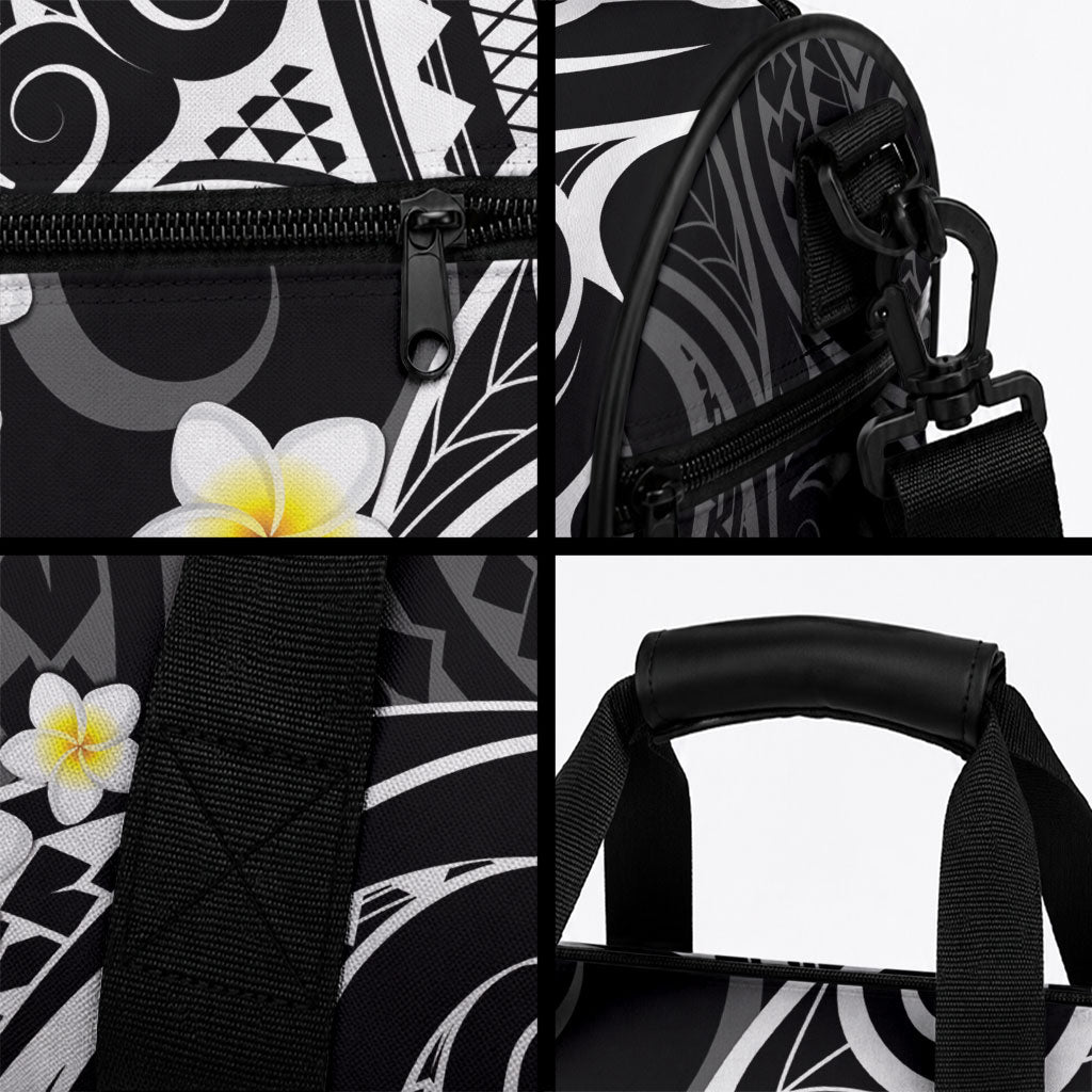 Plumeria With Black Polynesian Tattoo Pattern Duffle Bag
