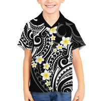 Plumeria With Black Polynesian Tattoo Pattern Family Matching Summer Maxi Dress and Hawaiian Shirt LT05 Son's Shirt Black - Polynesian Pride