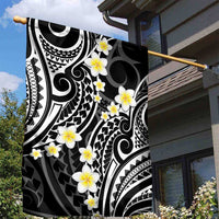 Plumeria With Black Polynesian Tattoo Pattern Garden Flag