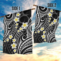 Plumeria With Black Polynesian Tattoo Pattern Garden Flag