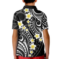 Plumeria With Black Polynesian Tattoo Pattern Kid Polo Shirt LT05 - Polynesian Pride