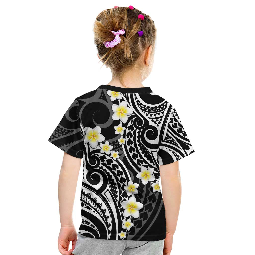 Plumeria With Black Polynesian Tattoo Pattern Kid T Shirt LT05 - Polynesian Pride