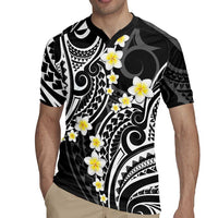 Plumeria With Black Polynesian Tattoo Pattern Rugby Jersey
