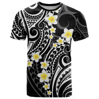 Plumeria With Black Polynesian Tattoo Pattern T Shirt LT05 Black - Polynesian Pride