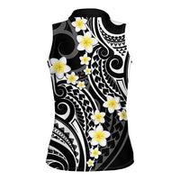 Plumeria With Black Polynesian Tattoo Pattern Women Sleeveless Polo Shirt LT05 - Polynesian Pride