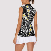 Plumeria With Black Polynesian Tattoo Pattern Women Sleeveless Polo Shirt LT05 - Polynesian Pride