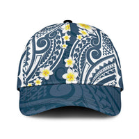 Plumeria With Blue Polynesian Tattoo Pattern Classic Cap - Polynesian Pride