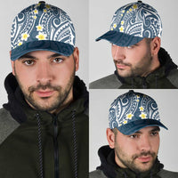 Plumeria With Blue Polynesian Tattoo Pattern Classic Cap - Polynesian Pride