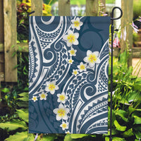 Plumeria With Blue Polynesian Tattoo Pattern Garden Flag