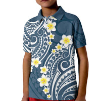 Plumeria With Blue Polynesian Tattoo Pattern Kid Polo Shirt LT05 Kid Blue - Polynesian Pride