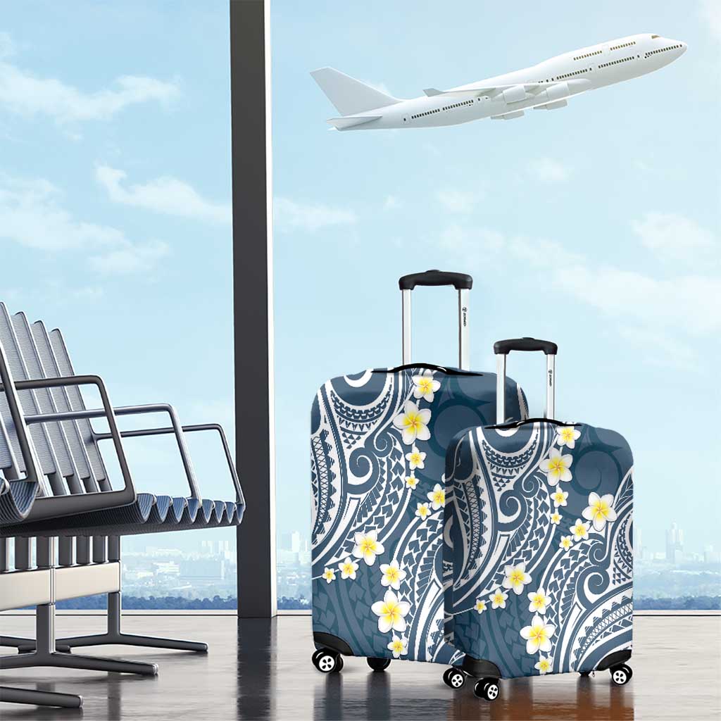 Plumeria With Blue Polynesian Tattoo Pattern Luggage Cover LT05 - Polynesian Pride