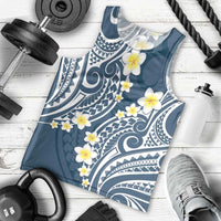 Plumeria With Blue Polynesian Tattoo Pattern Men Tank Top
