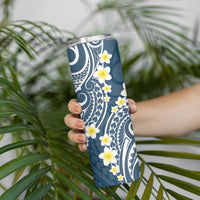 Plumeria With Blue Polynesian Tattoo Pattern Skinny Tumbler