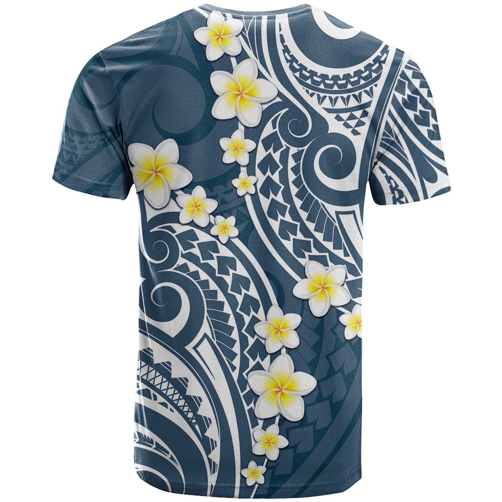 Plumeria With Blue Polynesian Tattoo Pattern T Shirt LT05 - Polynesian Pride