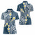 Plumeria With Blue Polynesian Tattoo Pattern Women Polo Shirt