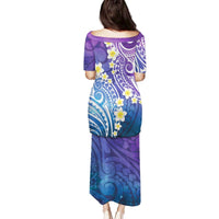 Plumeria With Galaxy Polynesian Tattoo Pattern Family Matching Puletasi and Hawaiian Shirt