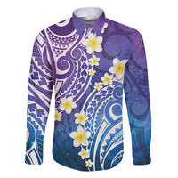 Plumeria With Galaxy Polynesian Tattoo Pattern Family Matching Short Sleeve Bodycon Dress and Hawaiian Shirt LT05 Dad's Shirt - Long Sleeve Galaxy - Polynesian Pride