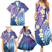 Plumeria With Galaxy Polynesian Tattoo Pattern Family Matching Summer Maxi Dress and Hawaiian Shirt LT05 - Polynesian Pride