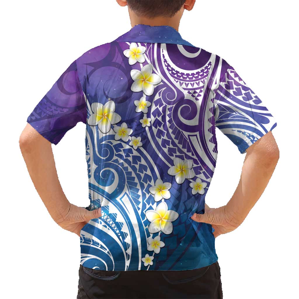 Plumeria With Galaxy Polynesian Tattoo Pattern Family Matching Tank Maxi Dress and Hawaiian Shirt LT05 - Polynesian Pride
