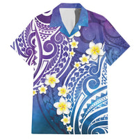 Plumeria With Galaxy Polynesian Tattoo Pattern Family Matching Tank Maxi Dress and Hawaiian Shirt LT05 Dad's Shirt - Short Sleeve Galaxy - Polynesian Pride
