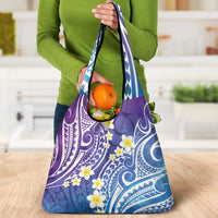 Plumeria With Galaxy Polynesian Tattoo Pattern Grocery Bag