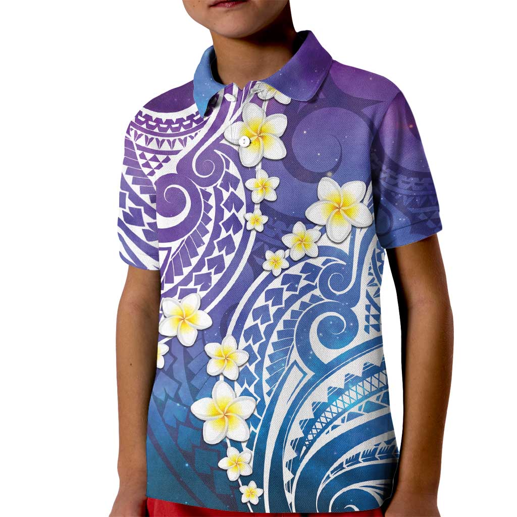 Plumeria With Galaxy Polynesian Tattoo Pattern Kid Polo Shirt LT05 Kid Galaxy - Polynesian Pride