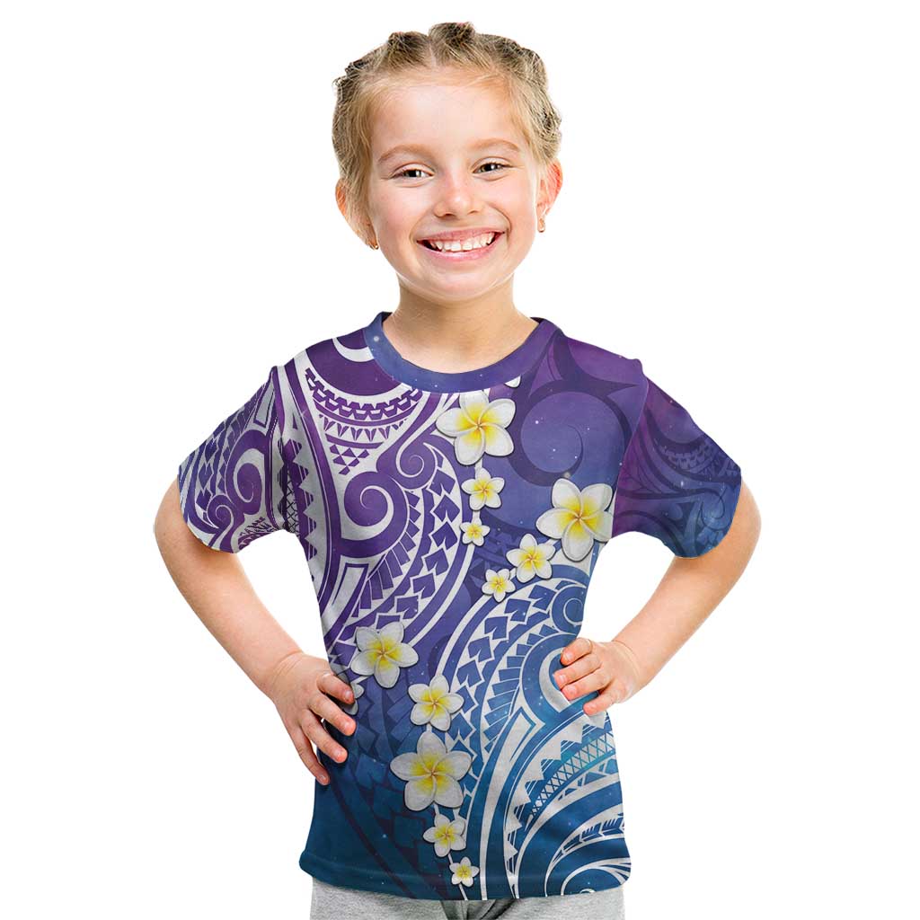 Plumeria With Galaxy Polynesian Tattoo Pattern Kid T Shirt LT05 Galaxy - Polynesian Pride