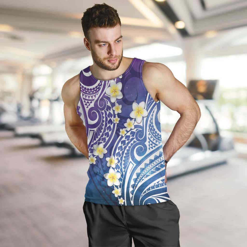 Plumeria With Galaxy Polynesian Tattoo Pattern Men Tank Top