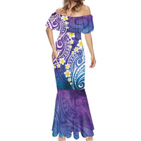 Plumeria With Galaxy Polynesian Tattoo Pattern Mermaid Dress LT05 - Polynesian Pride