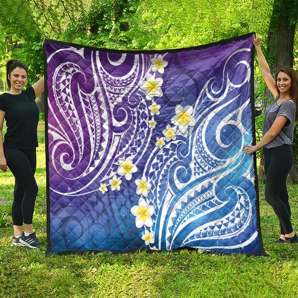 Plumeria With Galaxy Polynesian Tattoo Pattern Quilt LT05 - Polynesian Pride