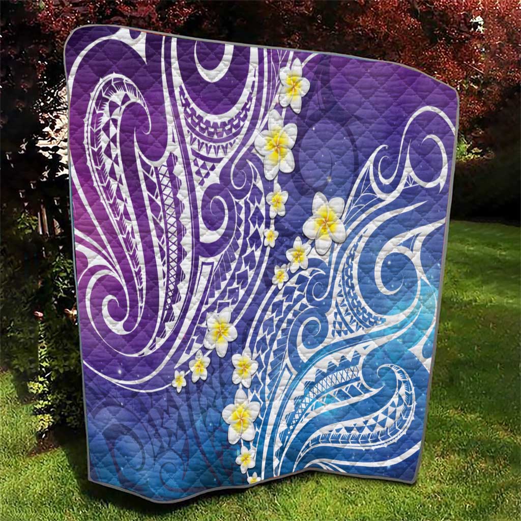 Plumeria With Galaxy Polynesian Tattoo Pattern Quilt LT05 - Polynesian Pride
