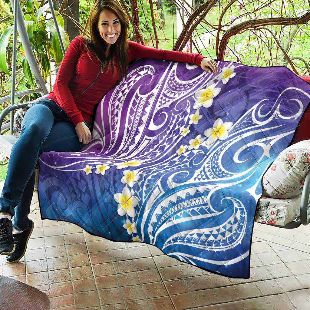 Plumeria With Galaxy Polynesian Tattoo Pattern Quilt LT05 - Polynesian Pride