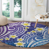 Plumeria With Galaxy Polynesian Tattoo Pattern Round Carpet