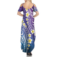 Plumeria With Galaxy Polynesian Tattoo Pattern Summer Maxi Dress