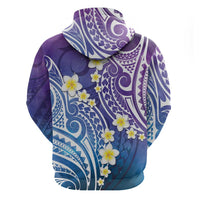 Plumeria With Galaxy Polynesian Tattoo Pattern Zip Hoodie